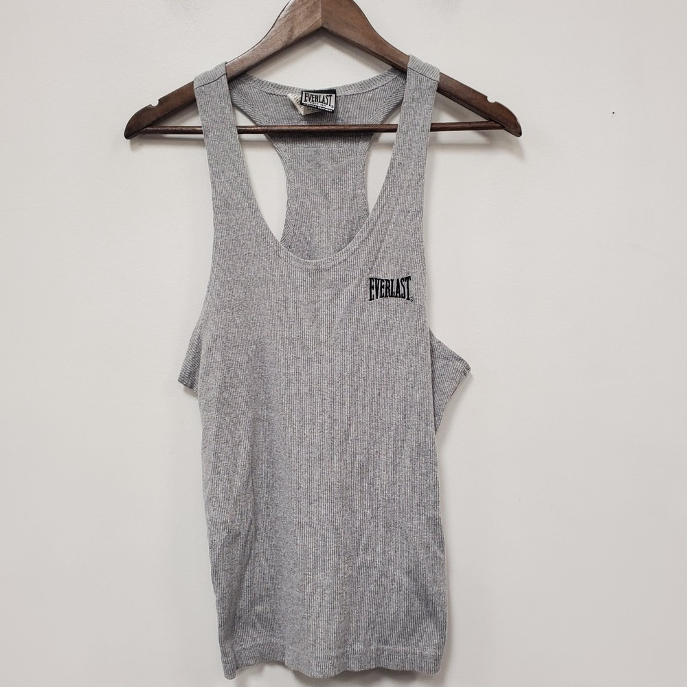 Everlast Mens Vintage Tank Top Size L Racerback Gym Lifting Bodybuilding Gray